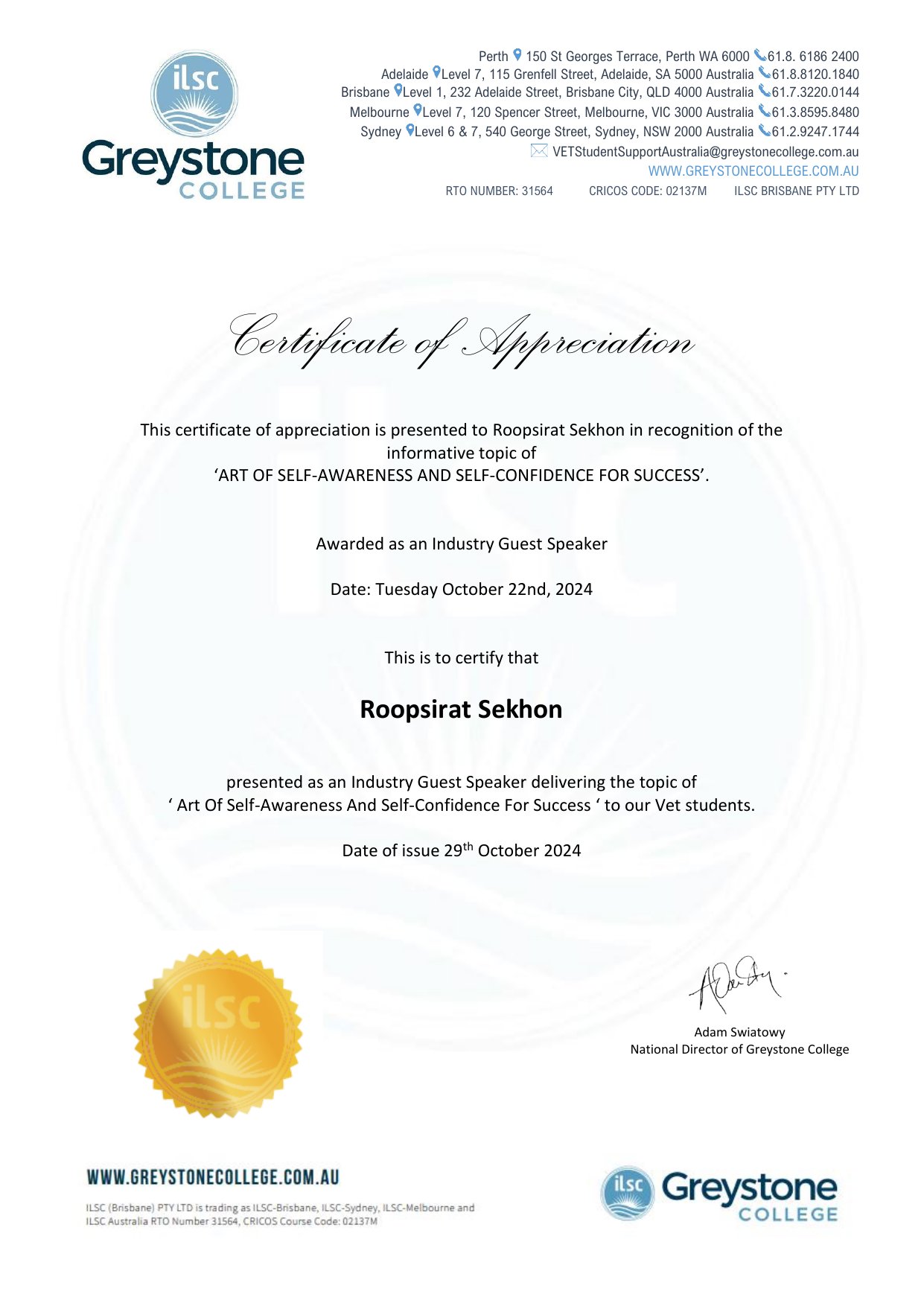 Certificate preview